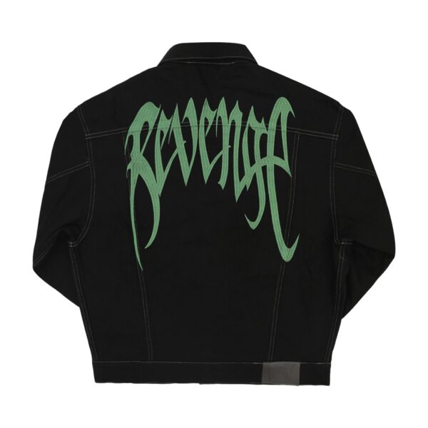 Emerald Embroidered Logo Black Denim Jacket